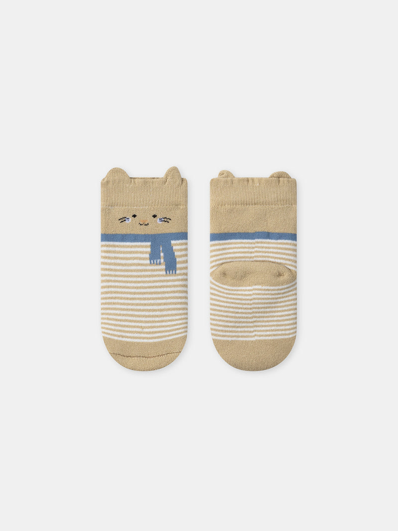 Chaussettes marrons à rayures blanches Bébé Garçon