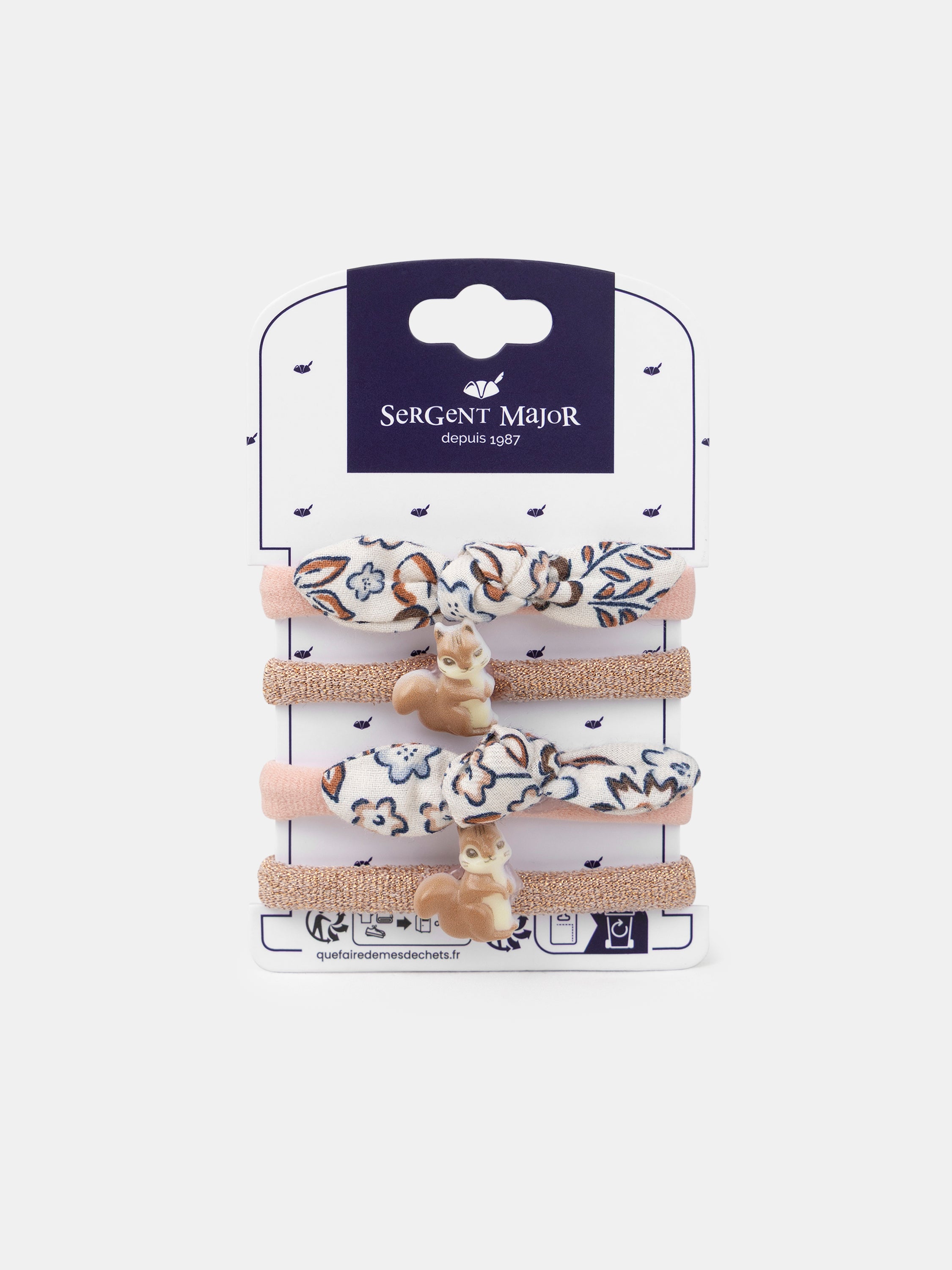 Lot de 2 paires d'élastiques écureuil ou imprimé fleuri Fille