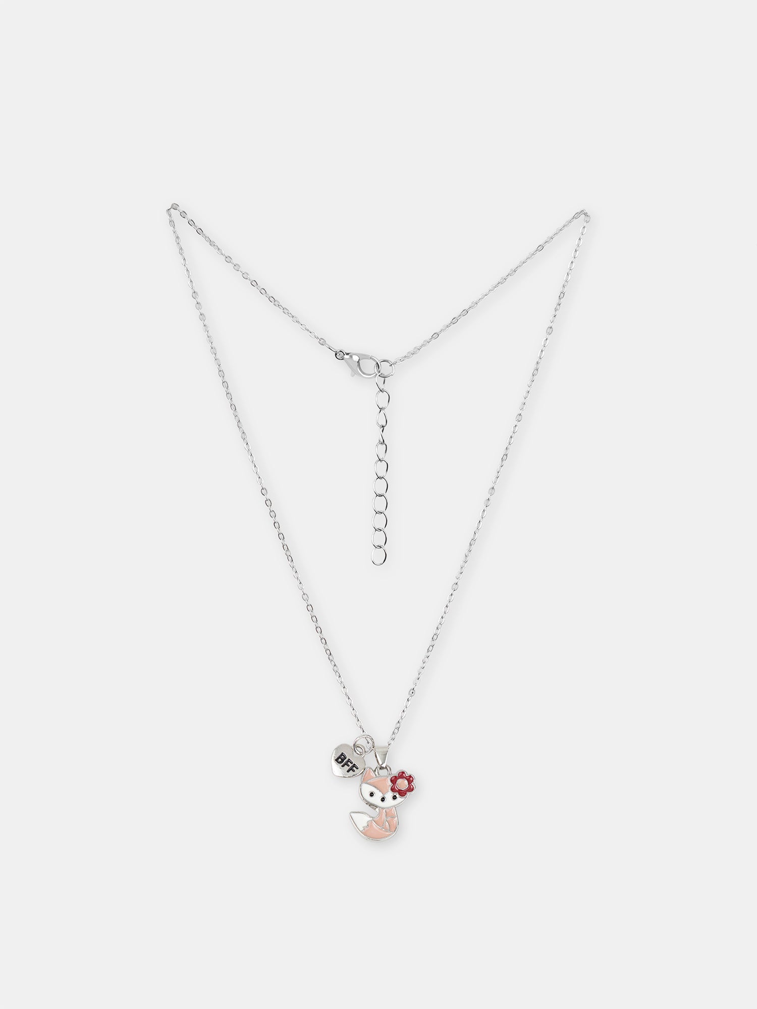 2 Colliers argentés pendentifs renards Fille