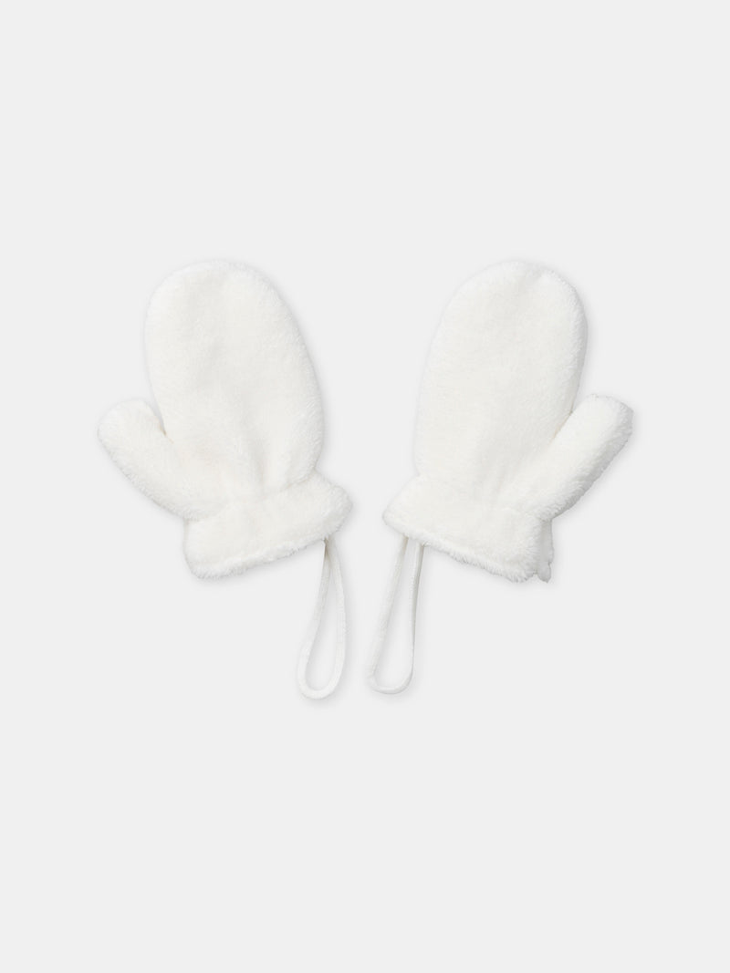 Gants blanc à broderie chien Fille