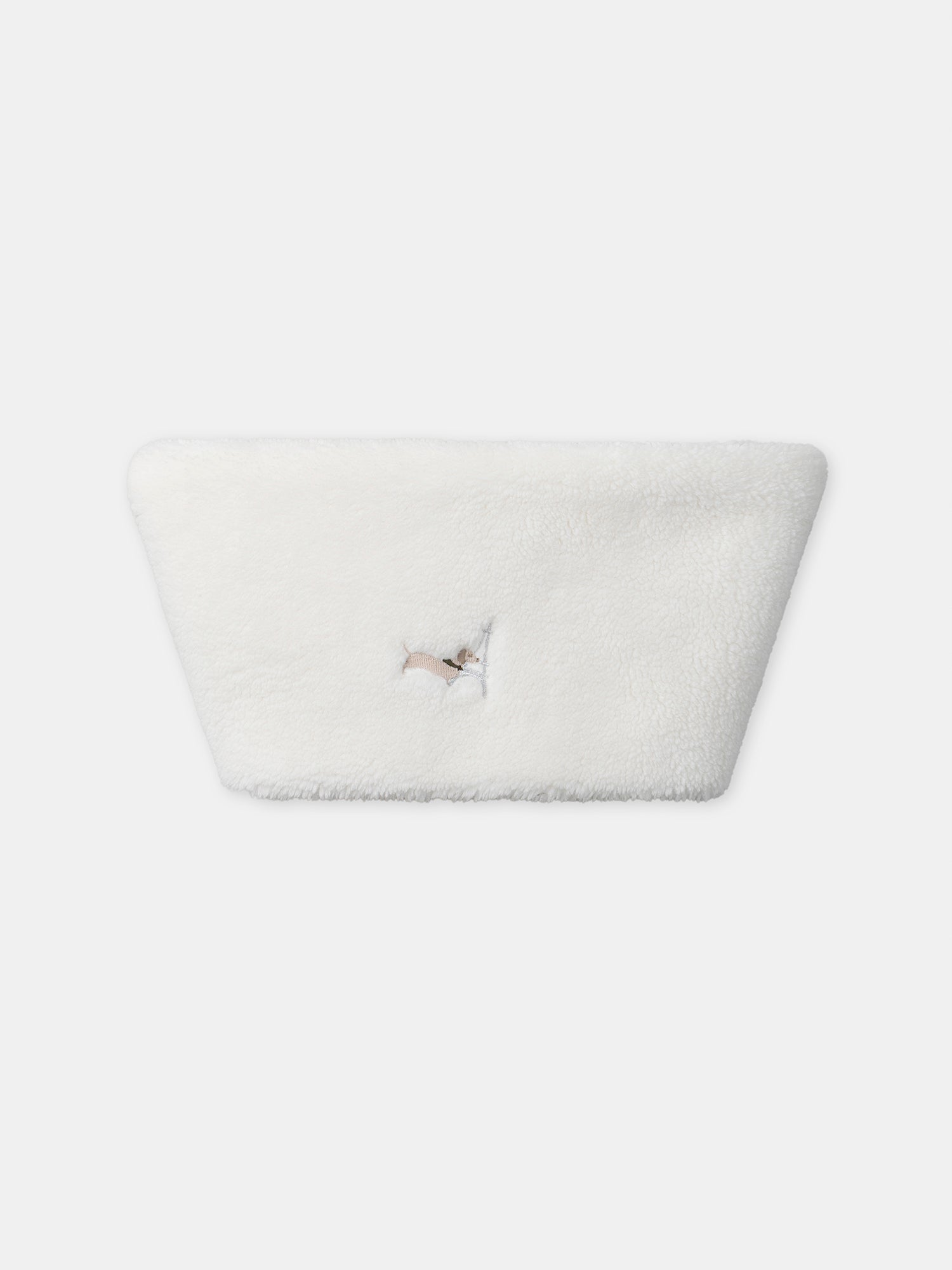 Écharpe blanc à broderie chien Fille
