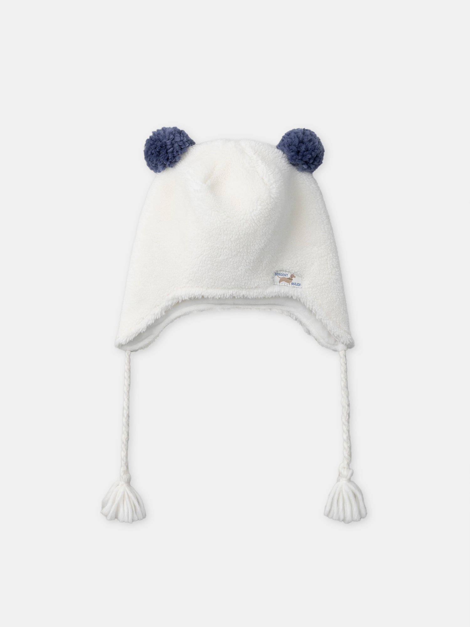Bonnet cache oreille blanc à pompom Fille