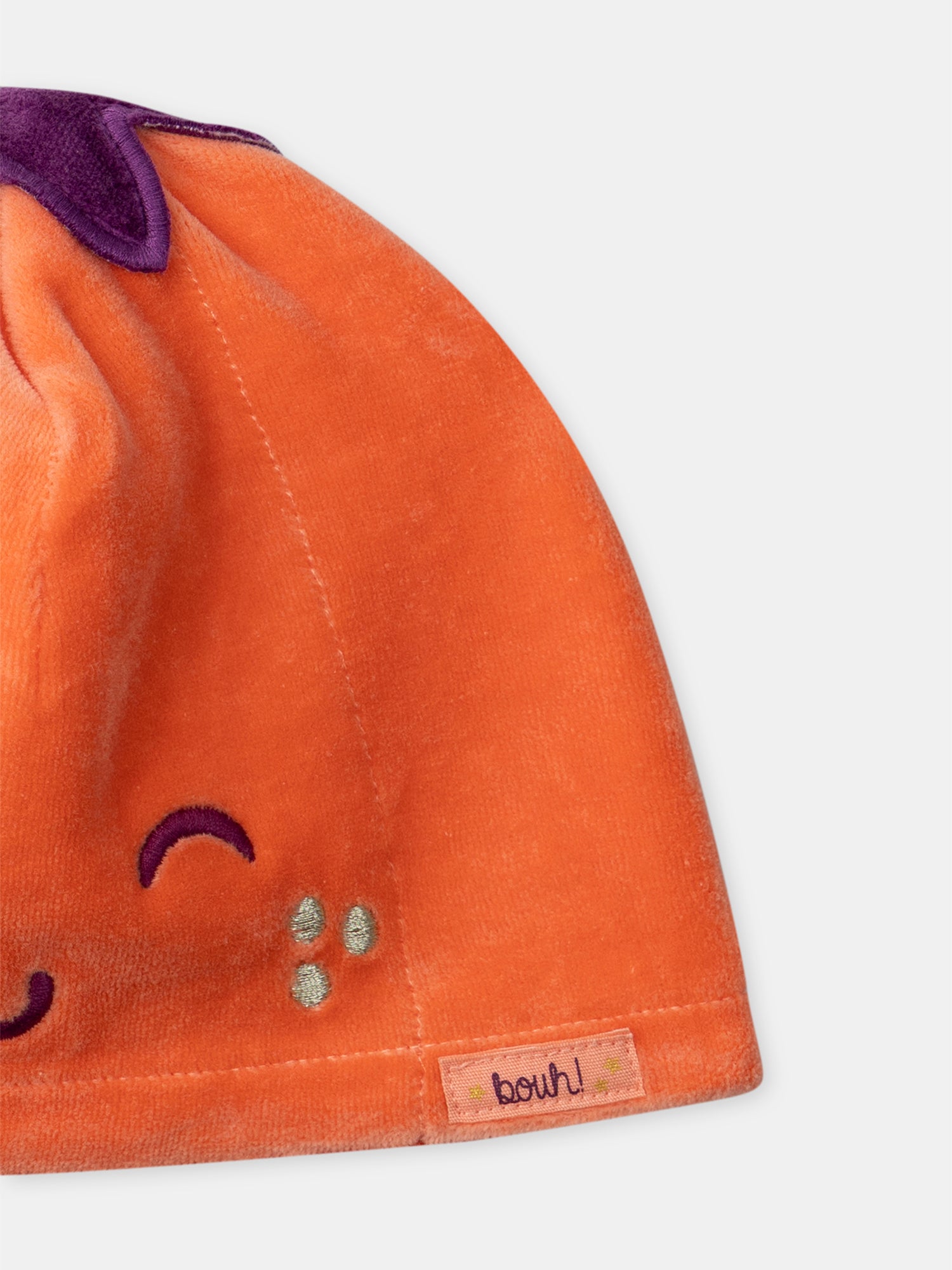 Grenouillère violette en velours + Bonnet citrouille Bébé Fille