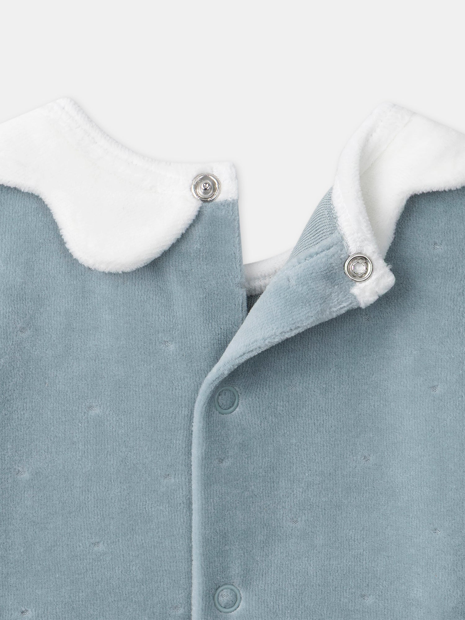 Grenouillère bleue en velours à broderies chats Bébé Fille