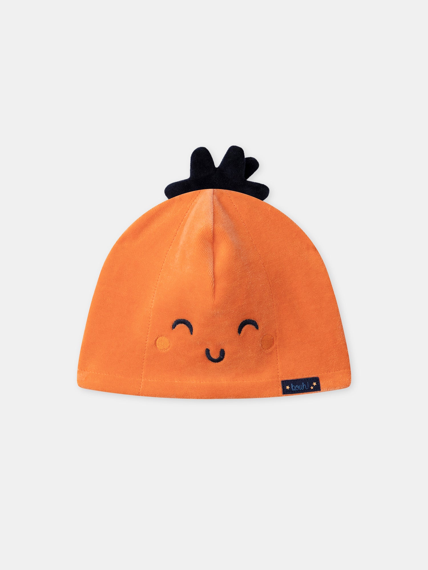 Grenouillère bleu marine en velours + Bonnet citrouille Bébé Garçon
