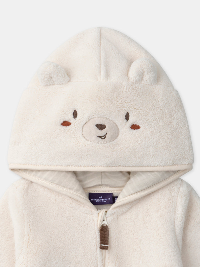 Combinaison écru à capuche ours Bébé Garçon