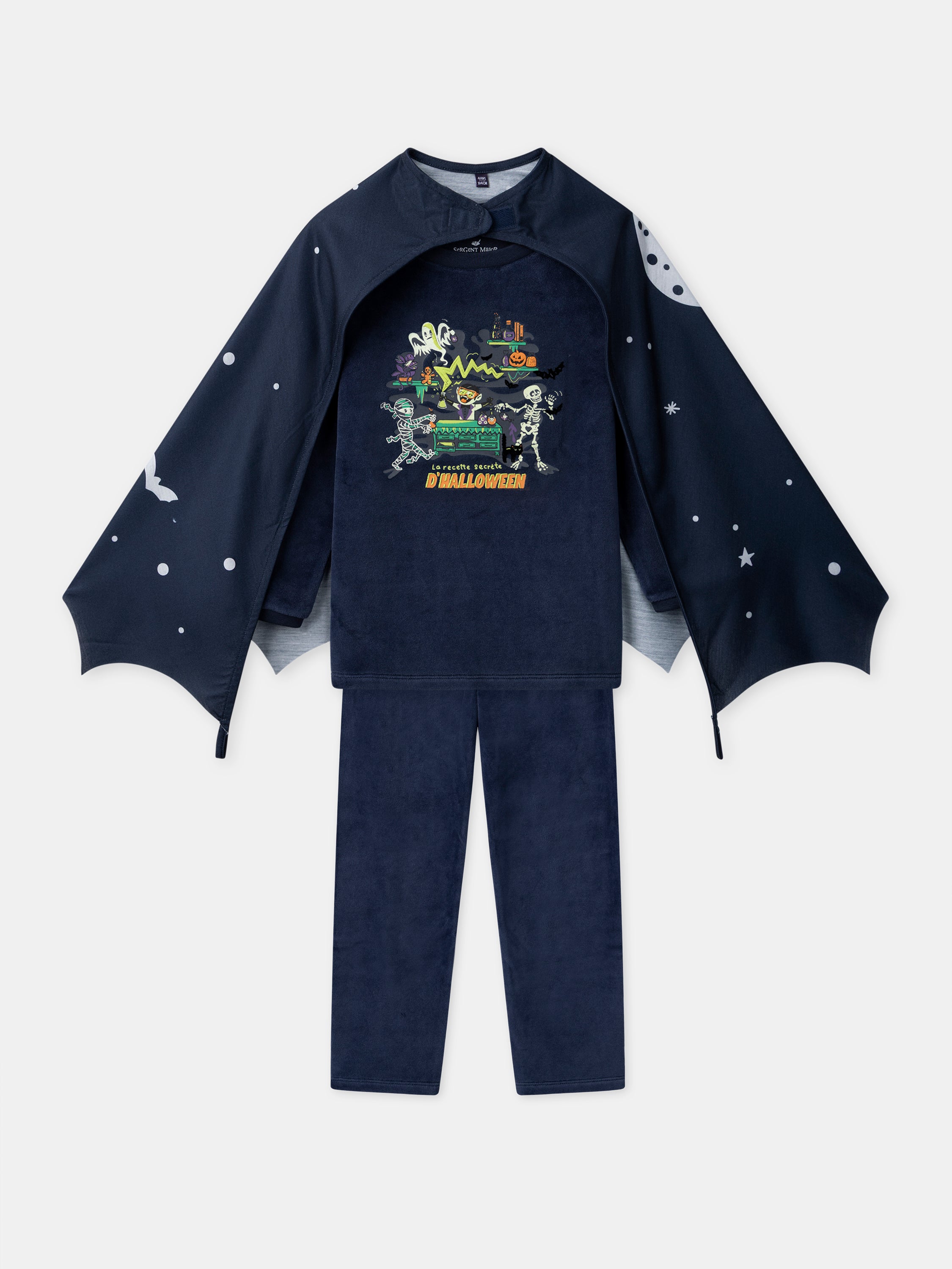 Pyjama bleu marine en velours + Cape Garçon