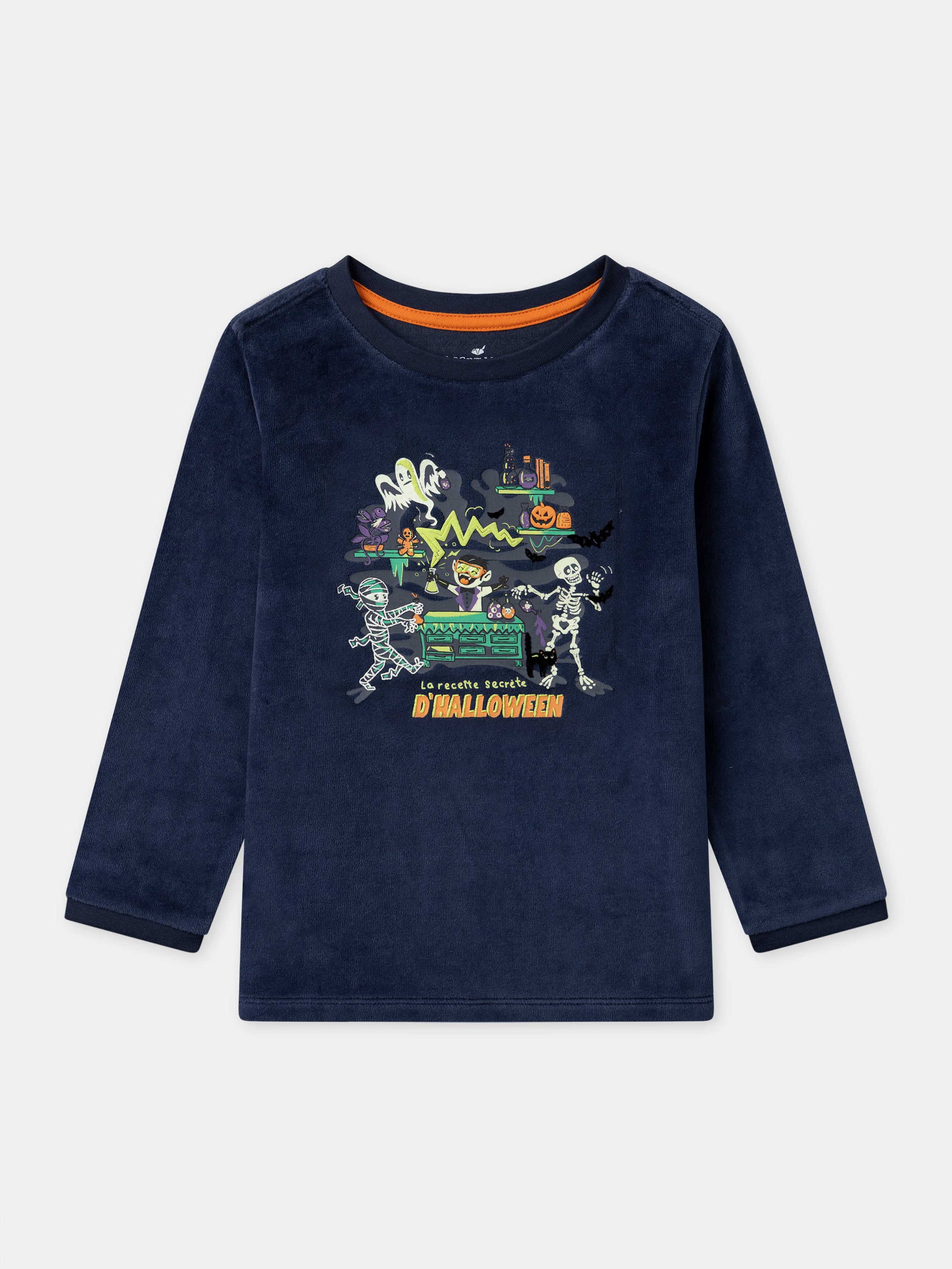 Pyjama bleu marine en velours + Cape Garçon