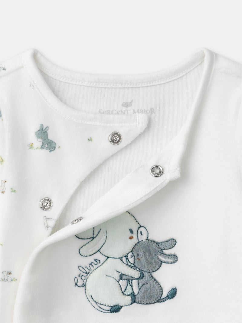Grenouillère écrue imprimé âne Naissance Garçon
