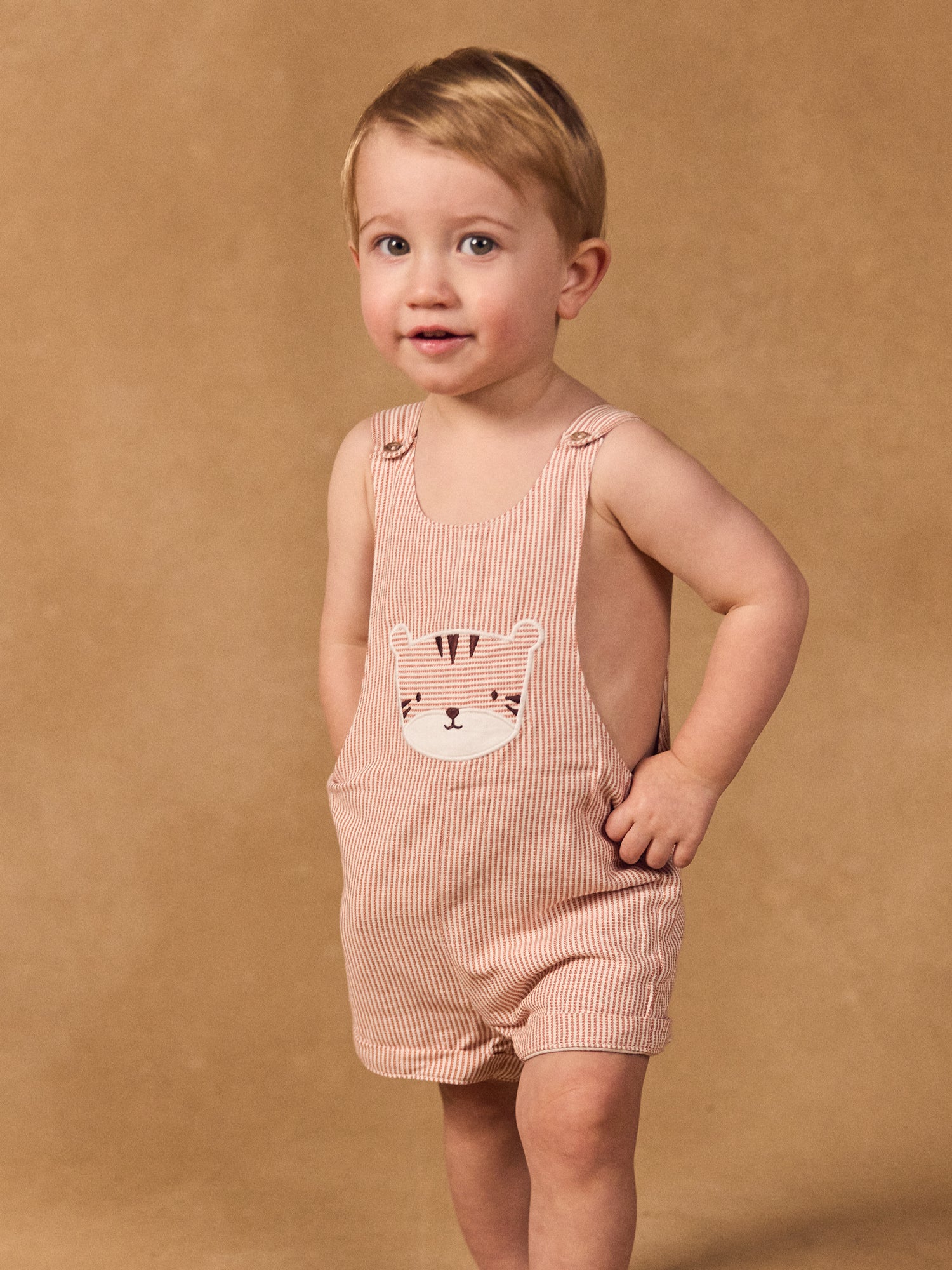 Salopette courte à rayures Bébé Garçon