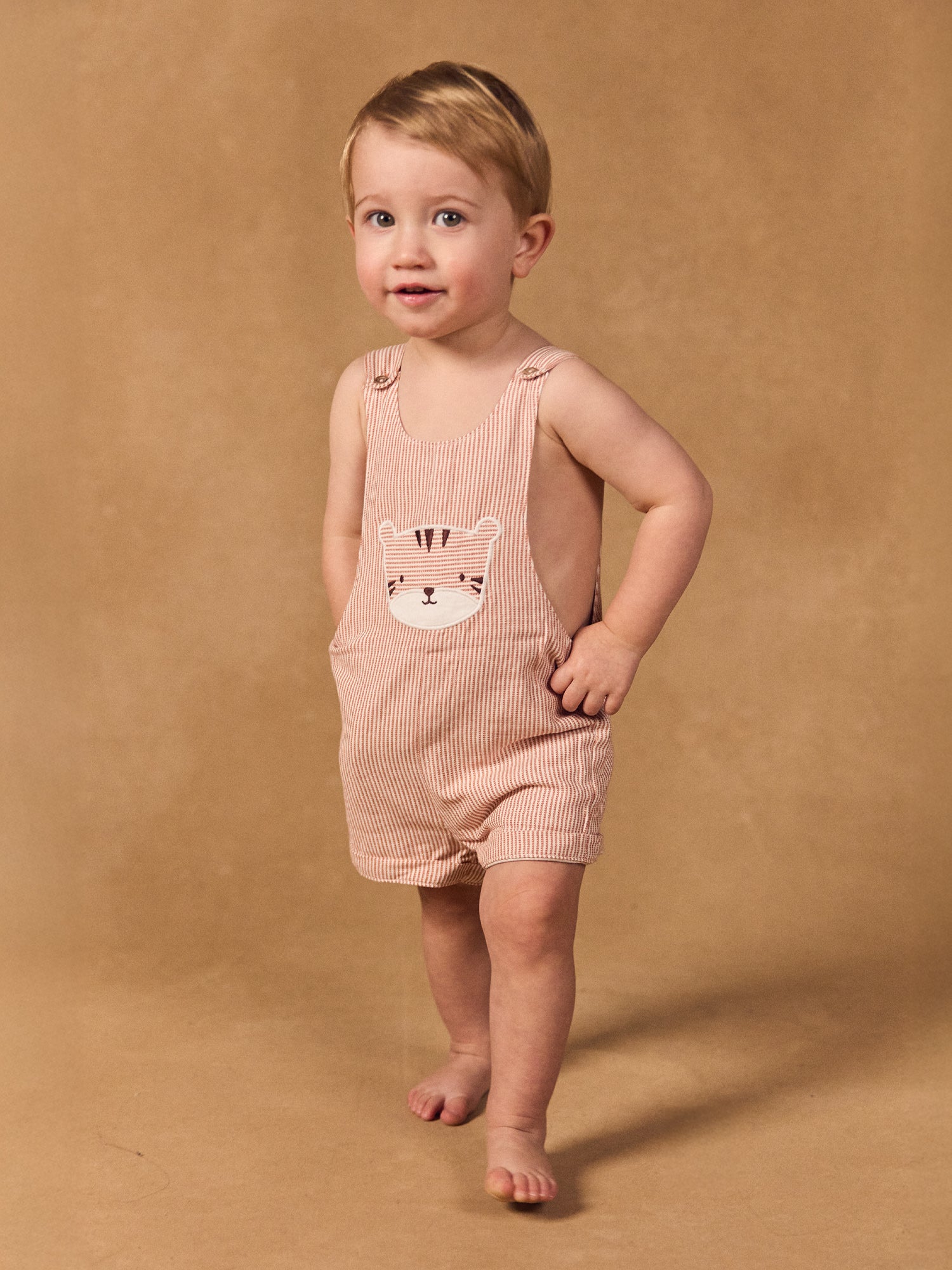 Salopette courte à rayures Bébé Garçon