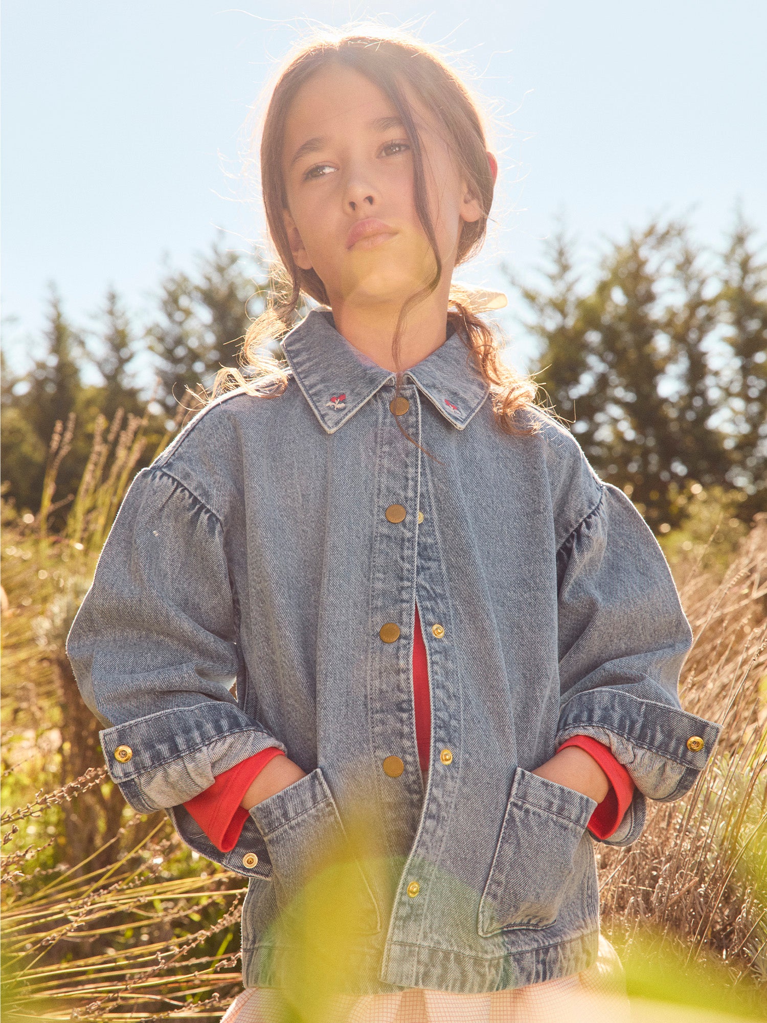 Veste avec broches【Déméter】feminine Veste denim à broderie 