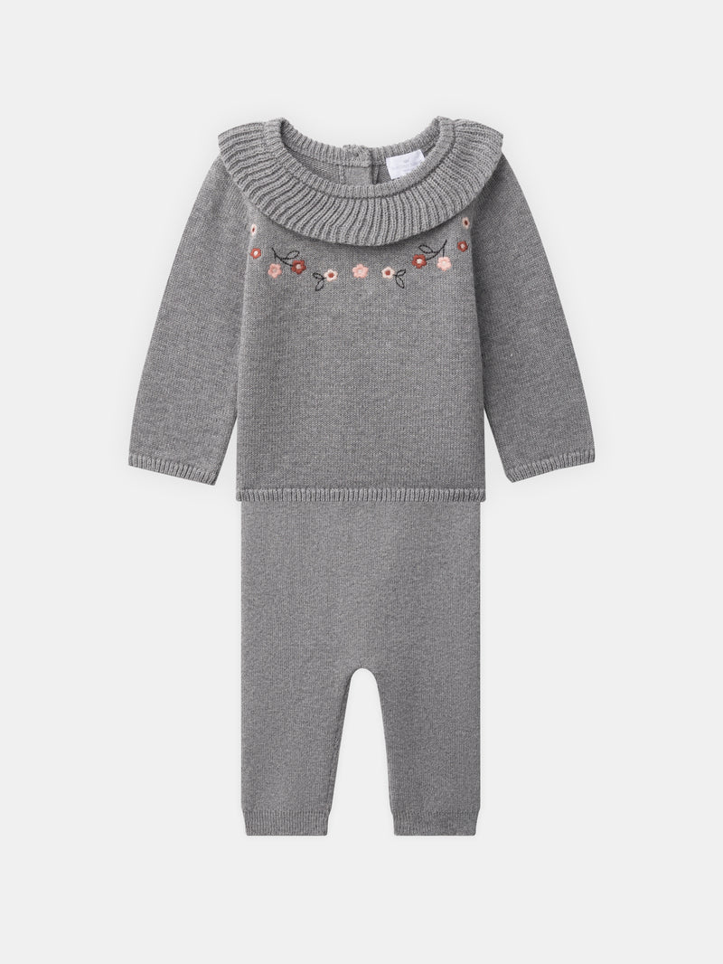 Ensemble pull et pantalon gris Naissance Fille