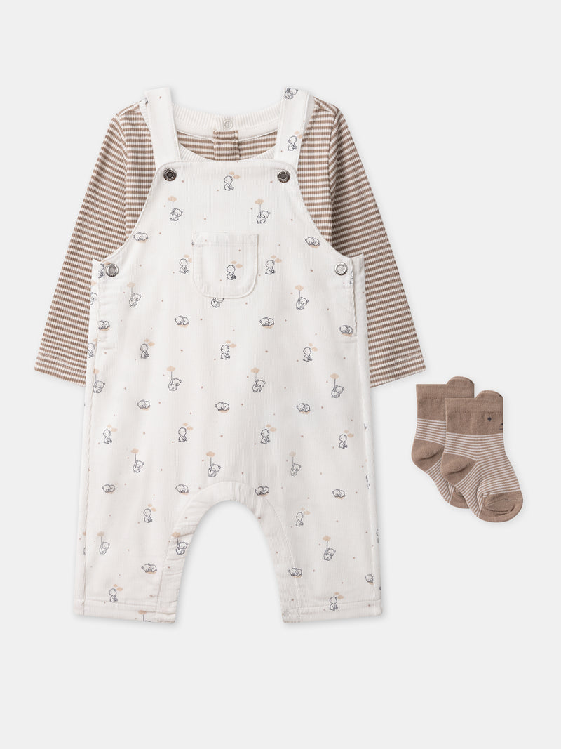 Ensemble salopette + body + chaussettes Naissance Garçon