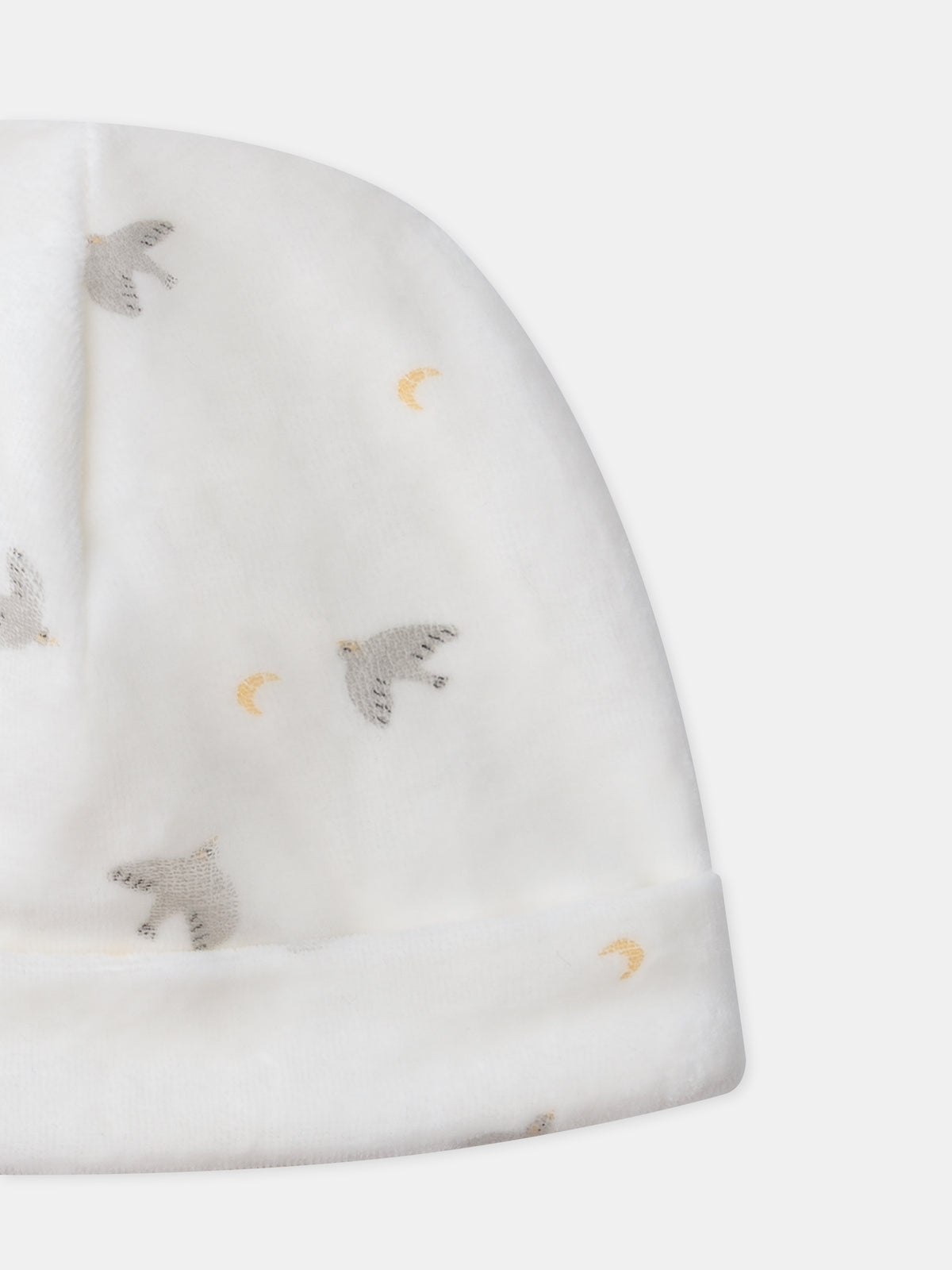 Grenouillère + bonnet écru imprimé oiseaux et lunes Naissance Mixte