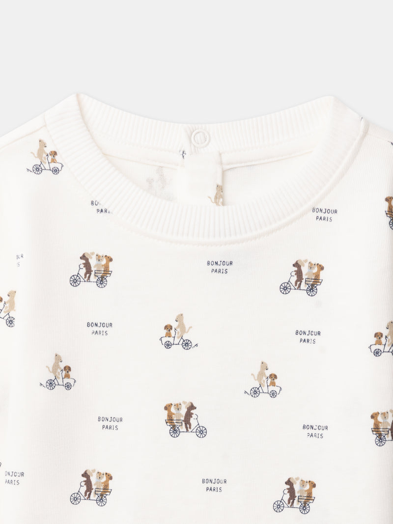 T-shirt écru imprimé animaux à manches longues Bébé Garçon