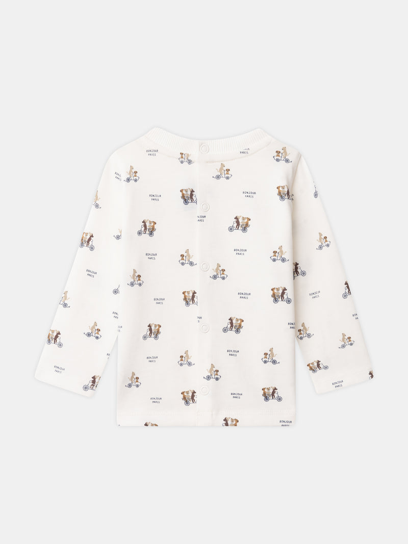 T-shirt écru imprimé animaux à manches longues Bébé Garçon