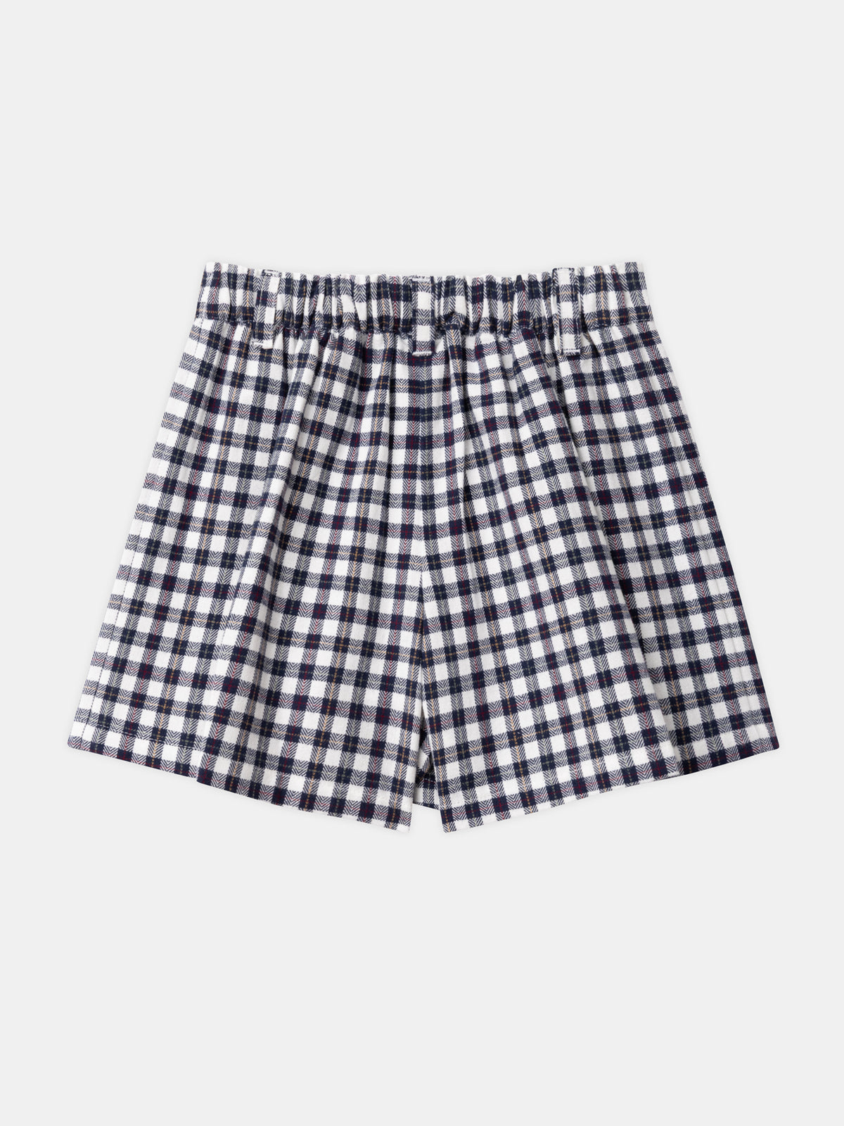 Jupe-short à carreaux bleu marine et blanc à taille élastiquée Fille