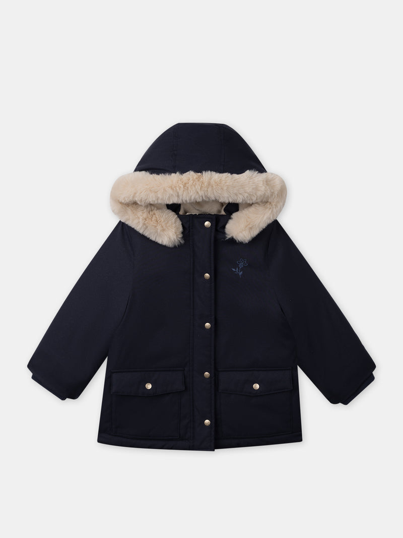 Parka 3 en 1 bleu marine pailleté Fille