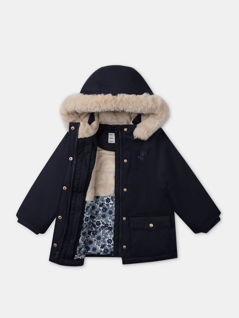 Parka 3 en 1 bleu marine pailleté Fille