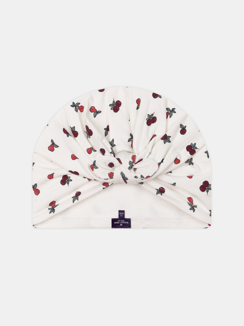 Bonnet turban à noeud imprimé baies et poires Bébé Fille