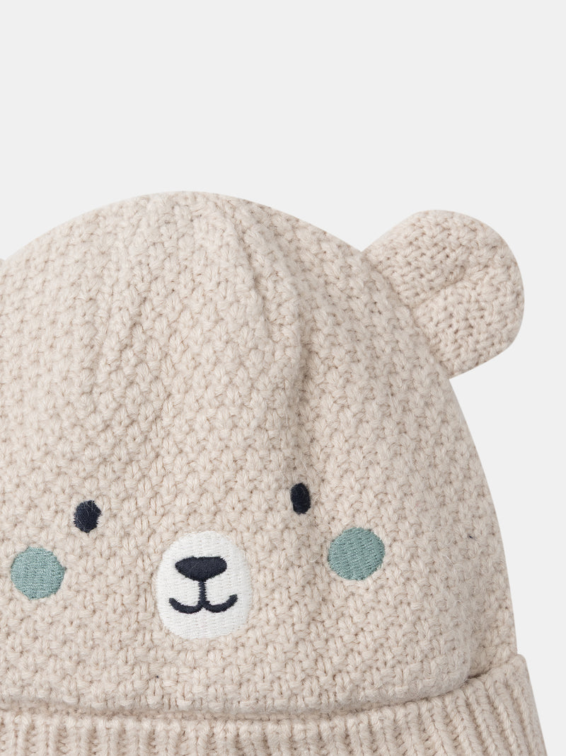 Bonnet beige tête d'ourson Bébé Garçon
