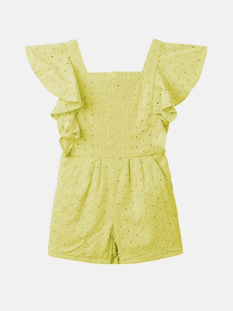 Combinaison jaune à broderie anglaise Fille