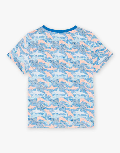 T-shirt bleu à imprimé requins FLYCHOAGE / 23E3PGR2TMCC226