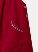 Chasuble rouge en velours à broderies fleurs et pommes Bébé Fille NAGULIA / 25H1BFM1CHS050