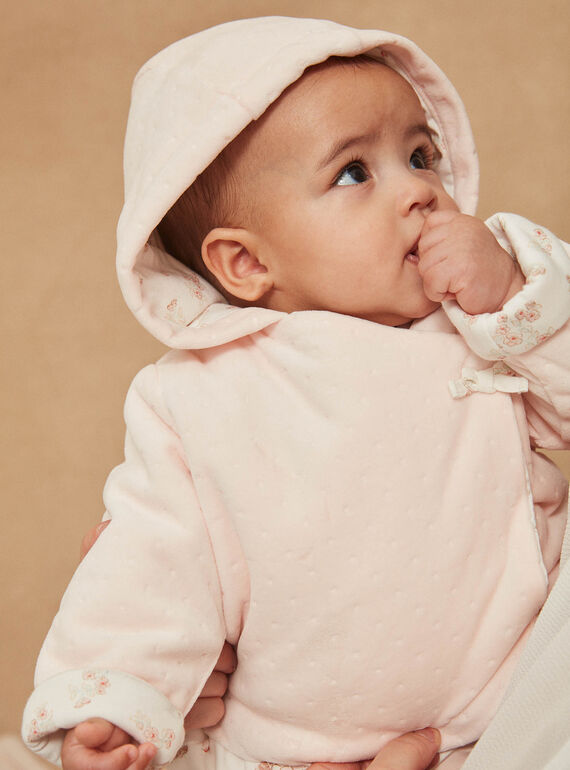 Veste à capuche rose pâle en velours | Fille | Sergent Major