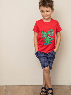 T-shirt manches courtes rouge imprimé dinosaure enfant garçon ZUZAGE3 / 21E3PGL2TMC050