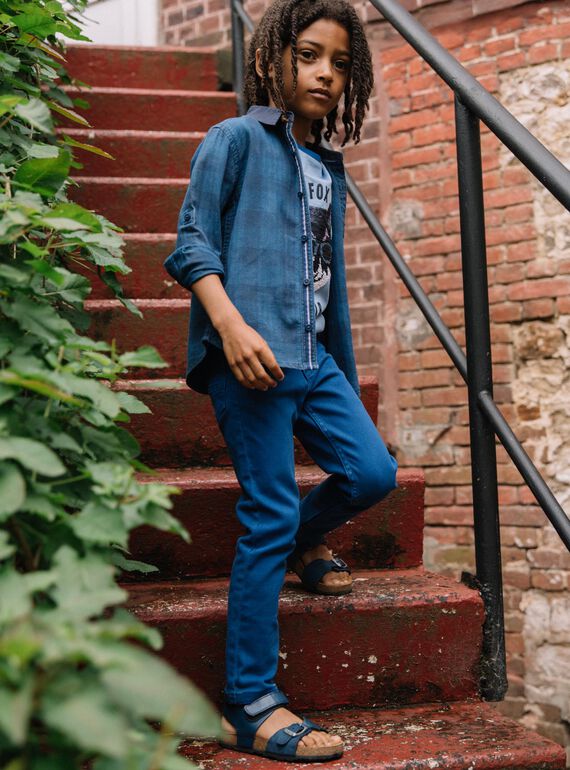 Pantalon slim en twill bleu DABRAGE / 22H3PG51PANC207