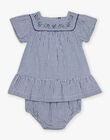 Robe en seersucker vichy bleu nuit et blanc FANONO / 23E1BFN1ROB070