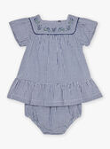 Robe en seersucker vichy bleu nuit et blanc FANONO / 23E1BFN1ROB070