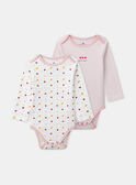 Lot de 2 bodies à rayures rose ou imprimés coeurs Bébé Fille NEFANNY / 25H5BFC1BDL001