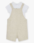 Salopette courte beige en lin et body écru FAEMILIEN / 23E1BGI1ENS000