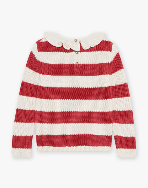 Pull écru à collerette avec rayures rouges FOPULETTE / 23E2PFC1PUL001
