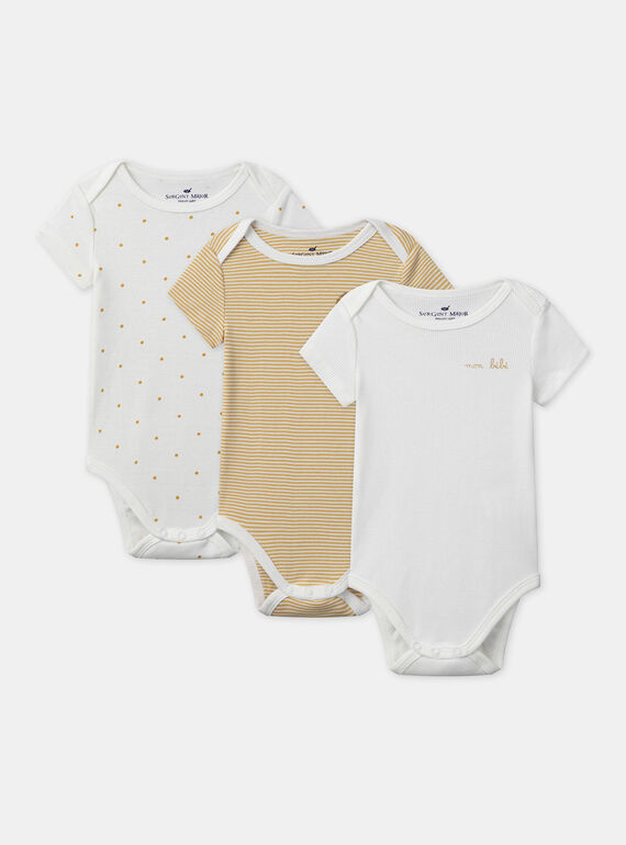 Lot de 3 bodies bébé garçon à manches courtes en coton issu de l'agriculture biologique MEISIDORE / 25E5BG43BDL001