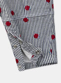 Salopette à rayures bleu marine et broderies pommes Bébé Fille NAGWENDOLINE / 25H1BFM1SAL001