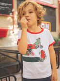 T-shirt blanc avec dinosaures sur des vélos FEMIAGE / 23E3PGB1TMC001
