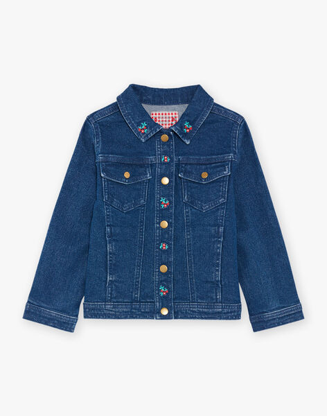 Veste en jean brodée bleu foncé FEVIETTE / 23E2PFB1VESK005