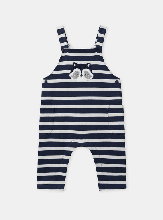 Salopette à rayures bleu marine avec patch raton laveur Bébé Garçon NAIGOR / 25H1BGP4SALA015