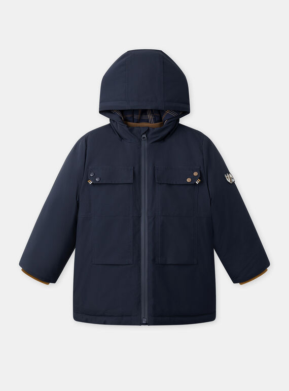 Parka 2 en 1 bleu foncé ou marron matelassé à manches longues Garçon NINCARAGE / 25H3PGE2PARC214