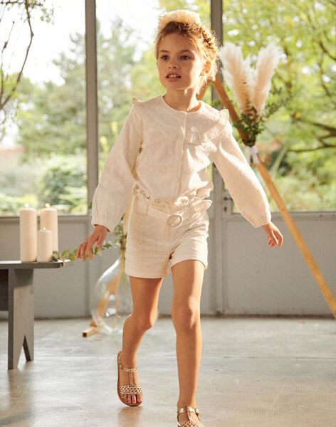 Veste écrue en popeline à broderies fantaisie FREVETETTE / 23E2PFI1VES005