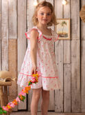 Robe blanche brodée imprimé palmiers enfant fille ZYPANETTE / 21E2PFU2ROB000