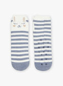 Chaussettes à rayures et animation lapin bleu gris et blanc cassé DIACHOSETTE / 22H4PFY1SOAC206