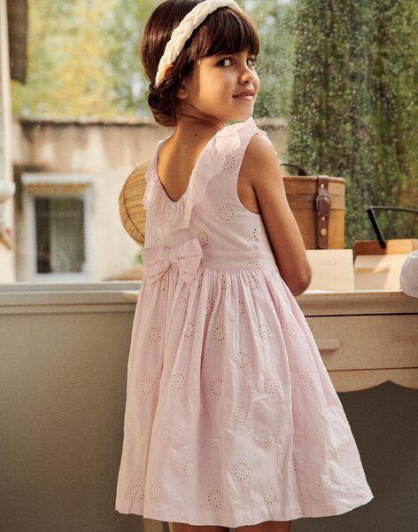 Robe rose à broderies fleuries FREROSETTE / 23E2PFI2ROBD320