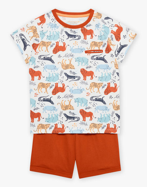 Pyjama écru et rouge à imprimé savane FLODRAGE / 23E5PG35PYJ001