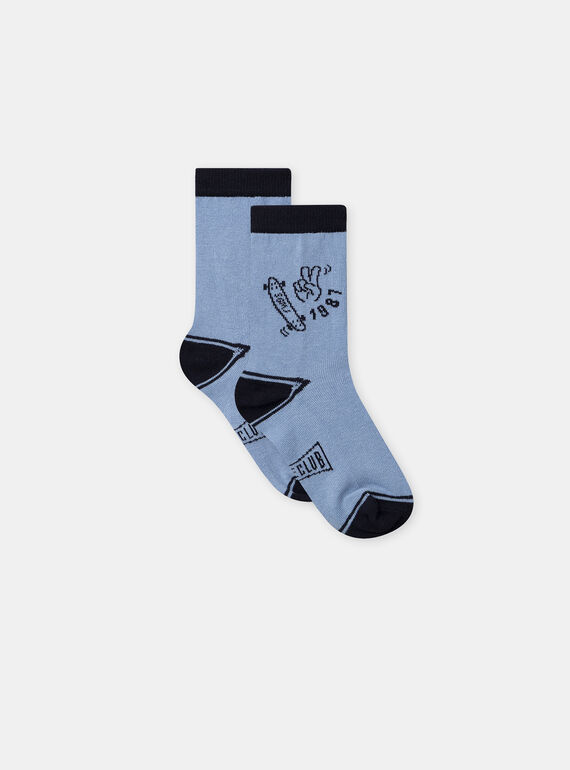 Chaussettes bleu avec skate Garçon NUSKATEAGE / 25H4PGQ2SOQ205