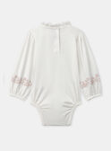 Body blanc à col volant et imprimé fleurs roses sur les manches Bébé Fille NAELODIE / 25H1BFL1BOD001